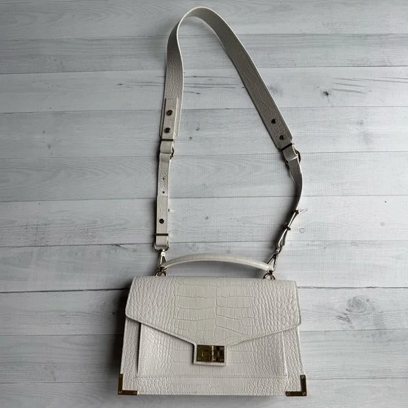 The Kooples Emily Crocodile-Effect Bag in White - Picture 1 of 7